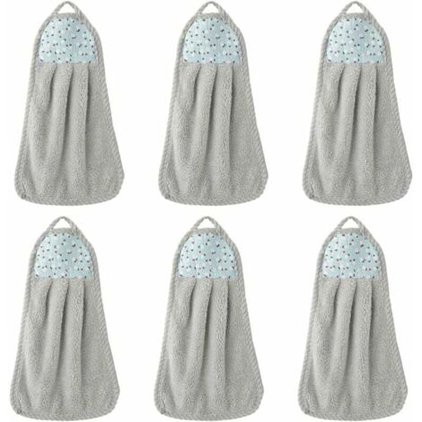 SHINING HOUSE Toallas de mano colgantes de 2 piezas, toalla de vellón coral, toalla absorbente de agua para el hogar, la cocina, el baño, color gris