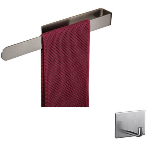 SHINING HOUSE Toallero autoadhesivo de níquel cepillado, toallero de pared de acero inoxidable, toallero de baño moderno, toallero de baño de 37 cm (con gancho)