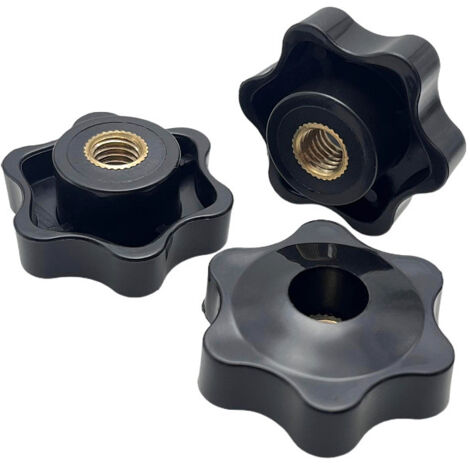 SHINING HOUSE Tuercas con mango en forma de estrella - 10 piezas Perilla de tornillo de mariposa moleteada de plástico Orificio pasante Núcleo de cobre Rosca interna Tuercas de agarre de mano hexagona