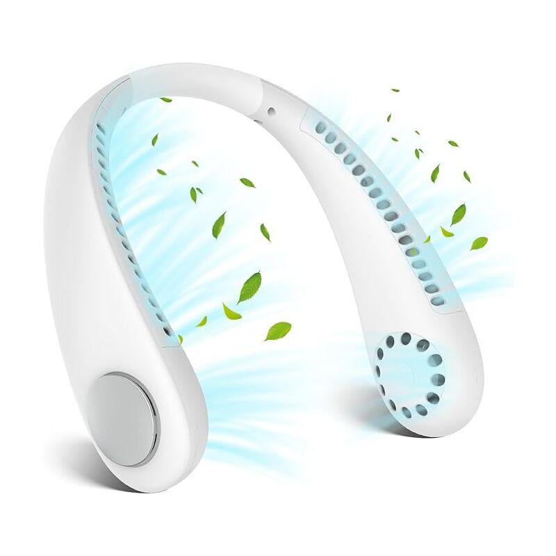 Ventilateur de cou usb portable, mini ventilateur de cou sans pales, flux d'air à 360 °, refroidisseur de cou personnel à 3 vitesses, rechargeable