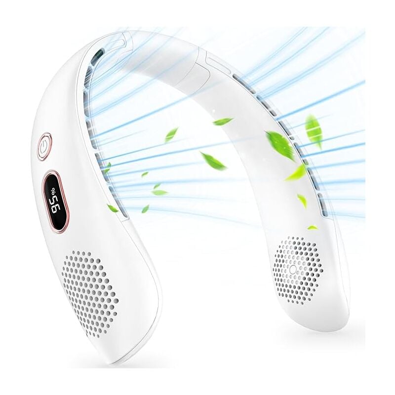 SHINING HOUSE Ventilateur de cou, ventilateur de cou USB portable silencieux sans lame, flux d'air à 360°, mini ventilateur personnel rechargeable à