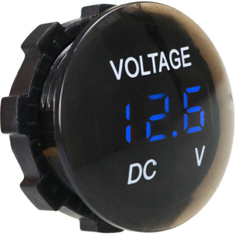 SHINING HOUSE Voltímetro a prueba de agua, mini comprobador de voltaje con pantalla digital, comprobador de LED de 12 V-24 V CC para automóviles, motocicletas, camiones y autocaravanas (azul)