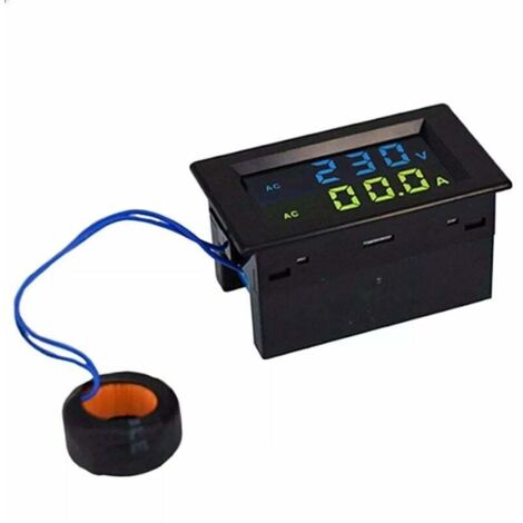SHINING HOUSE Voltímetro amperímetro dual LCD, CA 80-500 V, D85-2042A, voltímetro digital de CA que puede mostrar voltaje de CA y corriente de CA al mismo tiempo, negro, 70 x 40 mm