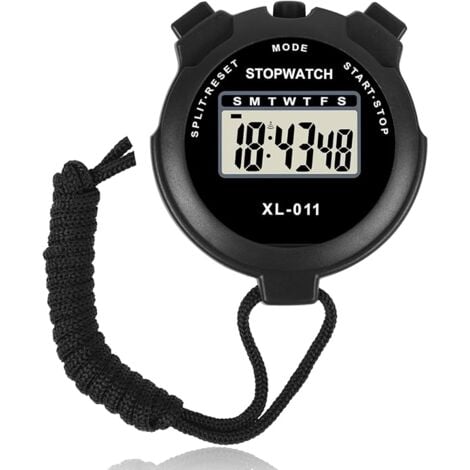 SHINING HOUSE Waterproof Electronic Stopwatch, Multifunctional Sports Stopwatch, Outdoor ABS Digital Timing Referee Watch with Lanyard (Black)