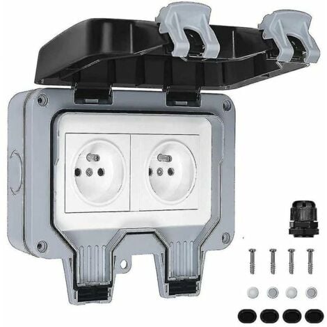 SHINING HOUSE Waterproof Socket Double Outdoor Socket IP66 Waterproof Wall Socket Style1-