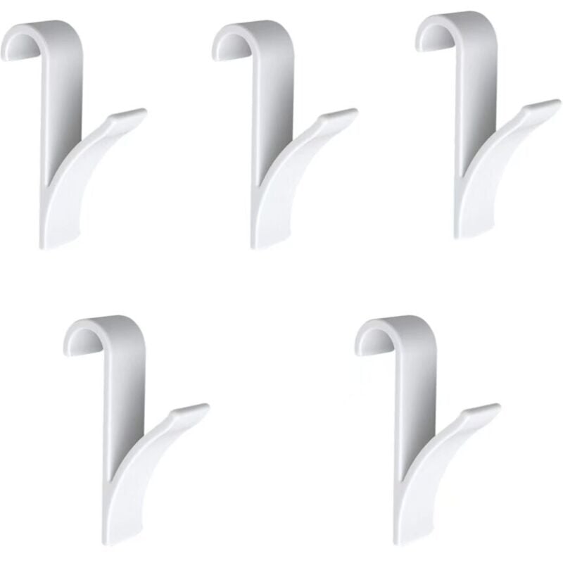 Image of Shining House - Weißer Handtuchhaken aus Kunststoff für Badezimmer und Kleiderschrank (5 Stück)