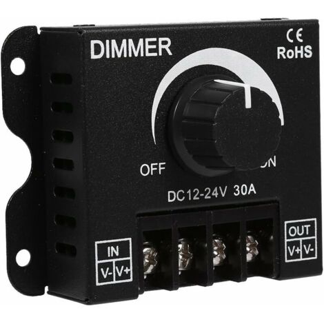 SHINING HOUSE Weitbereichs-Dimmerschalter, EIN/AUS-Schalter mit schwarzem Aluminiumgehäuse, max. 30 A Dimmer, Schaltregler für einfarbige LED-Streifen (DC1224 V), 85 x 66 x 20 mm