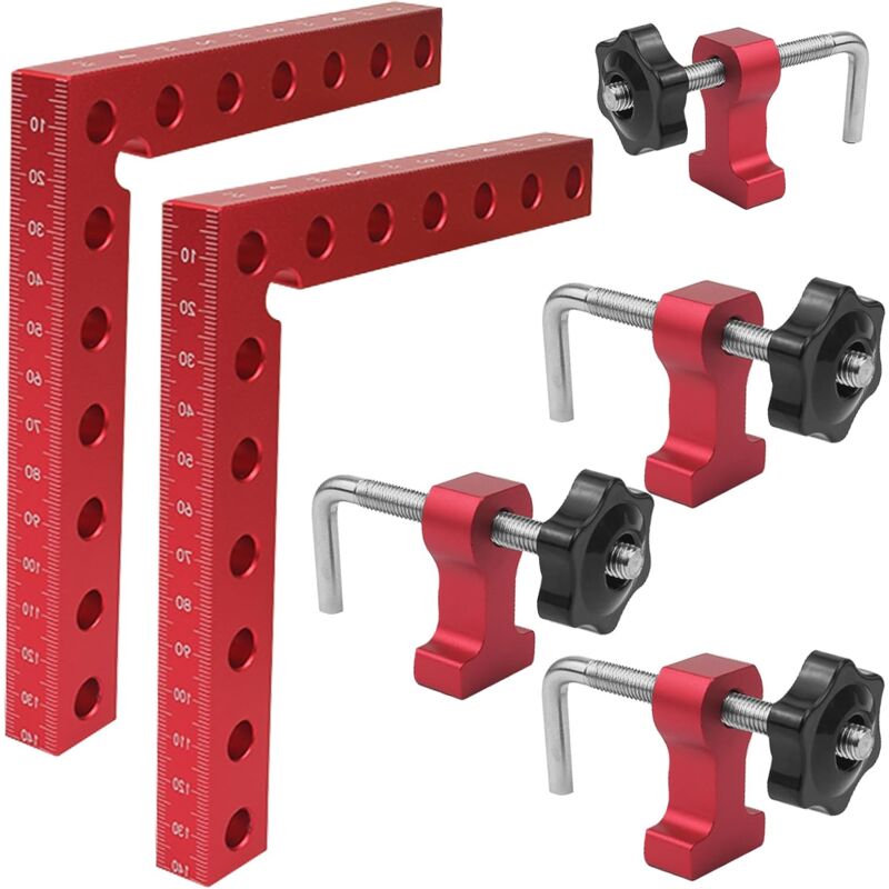 Shining House - 2 Pcs Bloc de Positionnement à 90 Degrés, Pince de Fixation à Angle Droit en Alliage D'aluminium, Outil de charpentier pour le