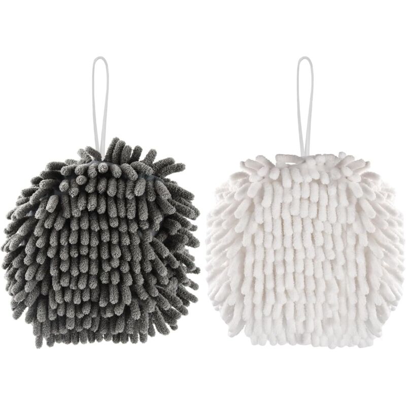 Shining House - Chenille Essuie Main, Douce et Pelucheuse Microfiber Serviette Main, Petite Suspendues Absorbantes Séchage Rapide Essuie-Mains pour