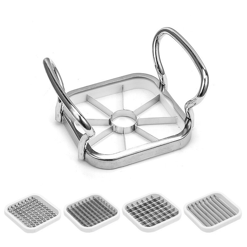 Coupeur de Pommes de Terre, 5in 1 Pommes de Terre en Acier Inoxydable Coupe-Fruits Chipper Chopper Maker, Vide Pommes inox Couper Poires - Shining