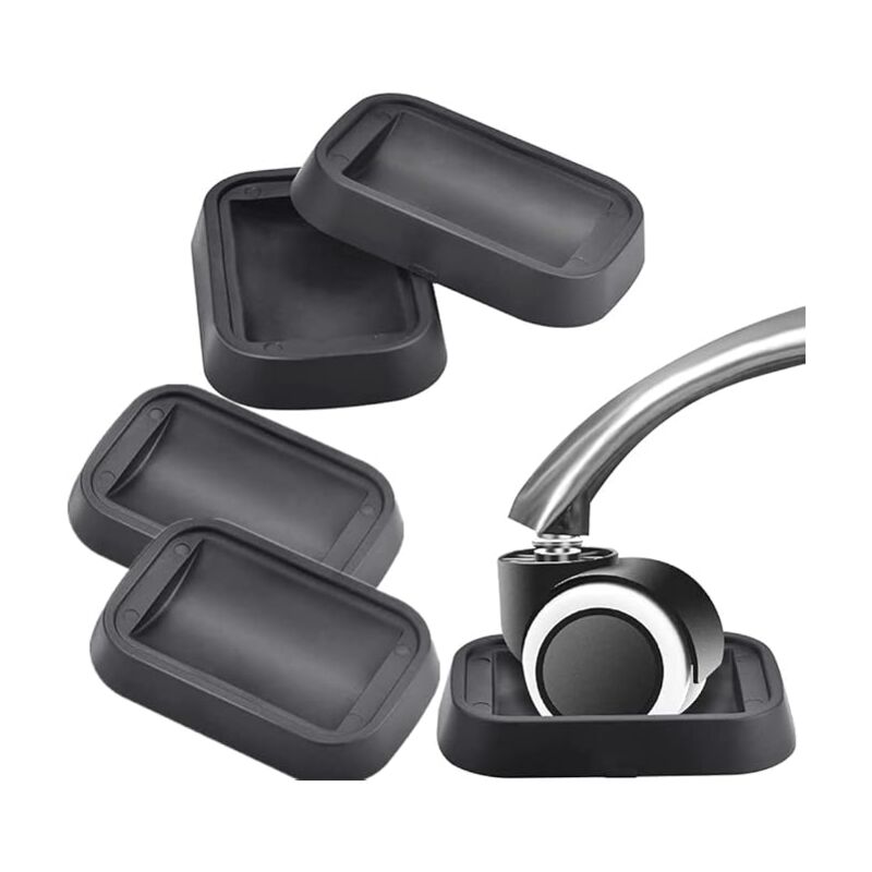 Shining House - Ensemble de 6 pièces de roulettes de meubles antidérapantes noires, roulettes de chaise en caoutchouc, patins à roulettes pour