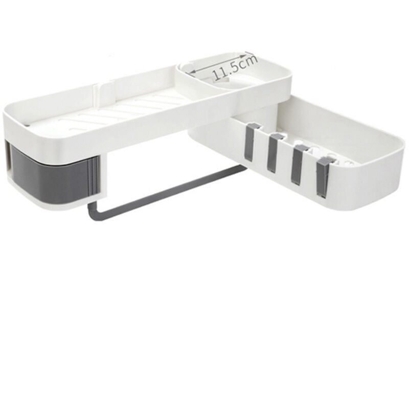Tagère d'angle de salle de bain, organisateur de rangement rotatif pour salle de bain et cuisine, panier de douche avec crochet - Shining House