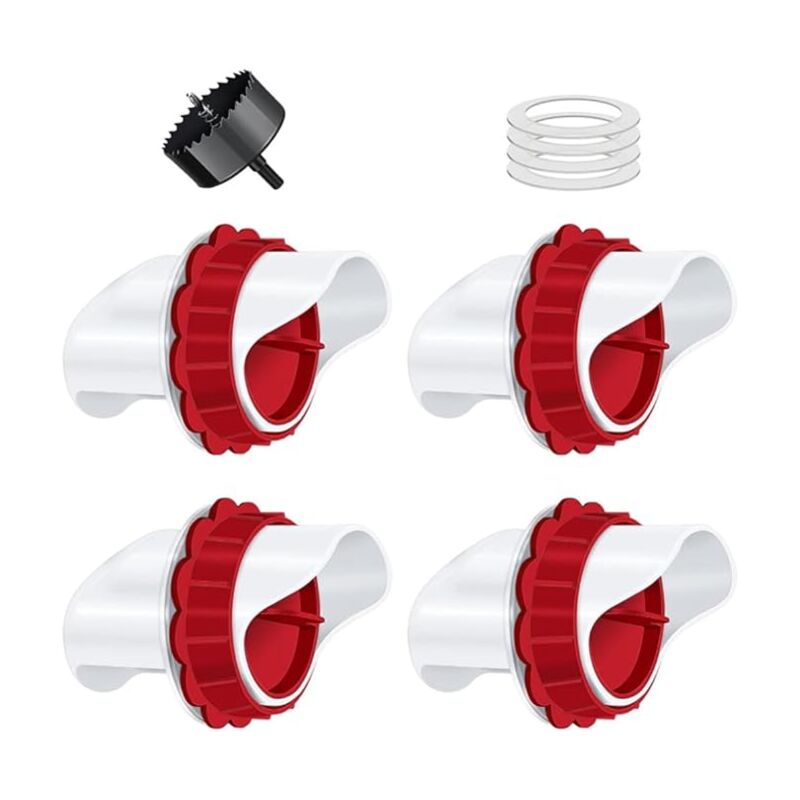 Shining House - Mangeoires à poulet-mangeoires automatiques à poulet 4 pièces, Kit de gravité pour mangeoire à volaille bricolage pour seaux, seaux