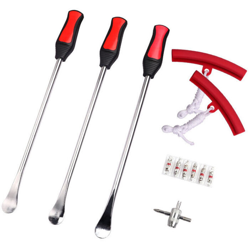SHINING HOUSEOutil Levier de Pneu 3 Cuillères Outil Pneumatique Levier avec 2 Jantes Protecteurs pour Auto,Moto,Vélo