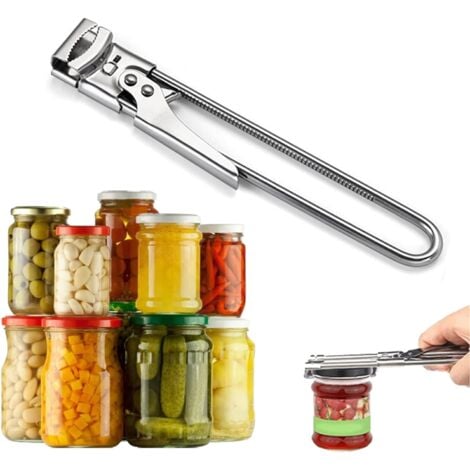 SHINING HOUSEOuvre-Bocal RéGlable Ouvre-Bocal en Acier Inoxydable Ouvre-BoîTe Multifonction AntidéRapant Convient aux Personnes âGéEs et aux Personnes aux Mains Plus Faible