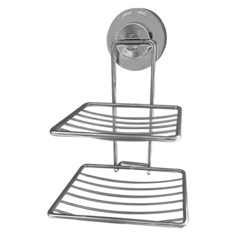 Shining House - Porte-savon en acier inoxydable sans perçage pour la douche avec ventouse, porte-savon de douche double couche, porte-savon, panier à