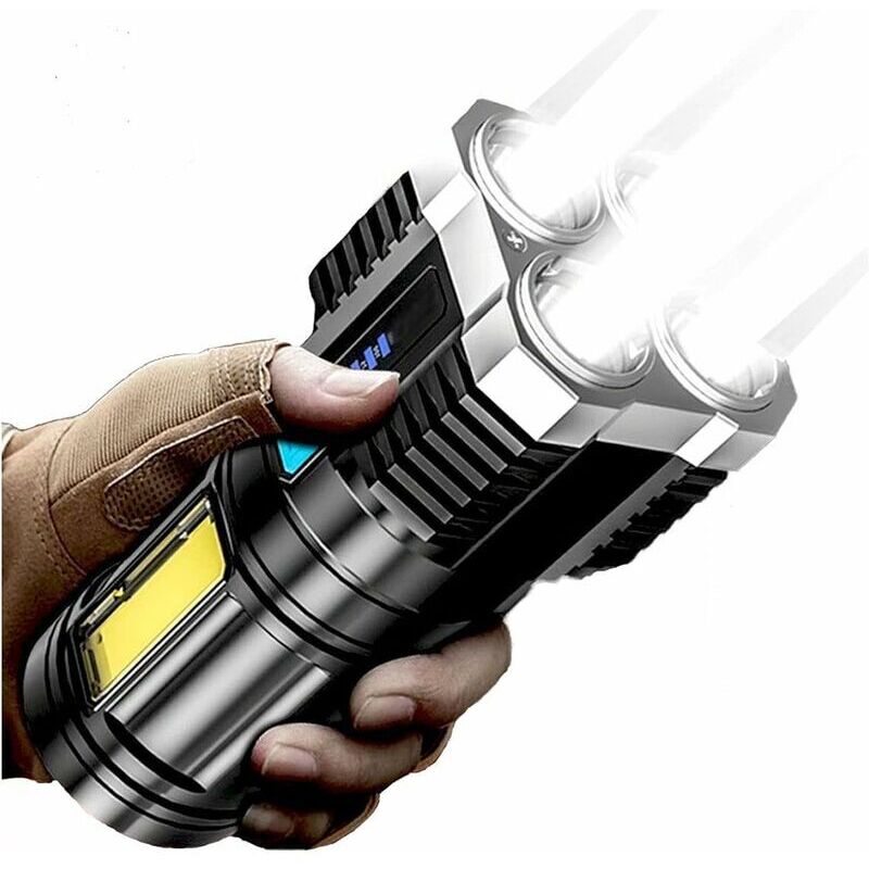 Shining House - Lampe de poche 4/5 cœurs super lumineuse rechargeable d'extérieur multifonction P1000 super lumineuse led rechargeable 100 000 lumens