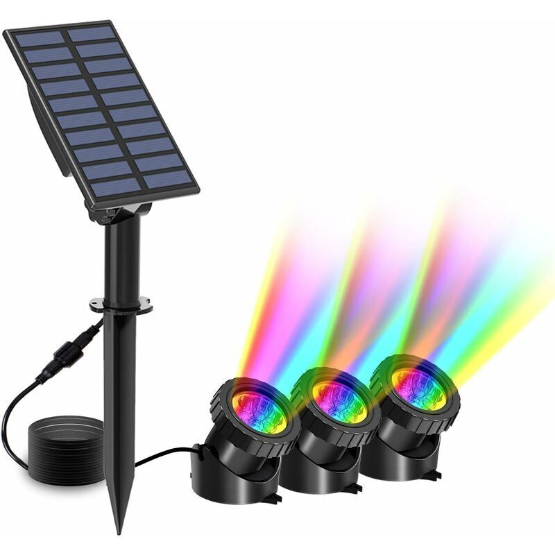 Lampe Solaire Bassin, rgb Lumière de Bassin à led, Spots Solaire Sous-Marin avec 2 Modes, Éclairage de Bassin avec IP68 Étanche, rgb Changement