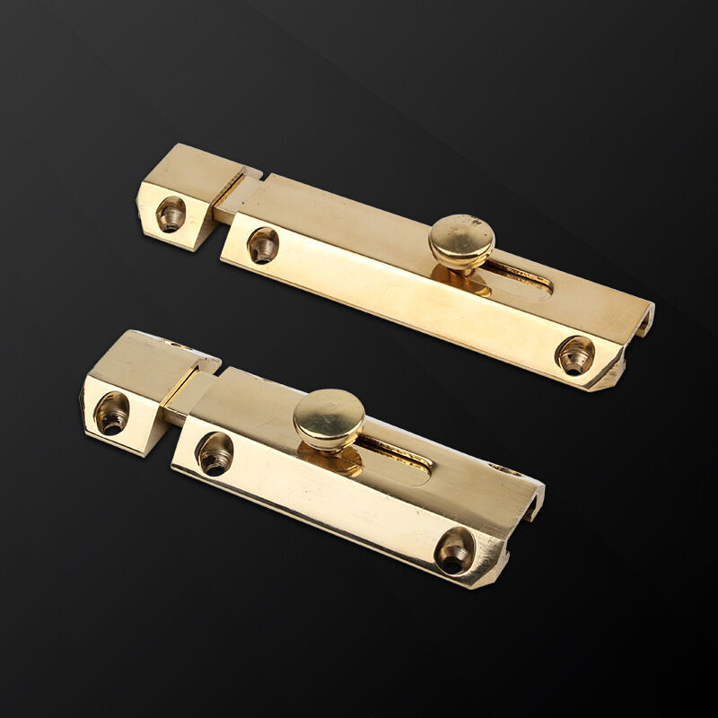 Lot de 2 loquets de sécurité pour porte robustes à barillet coulissant en laiton massif, 2,5 pouces, doré