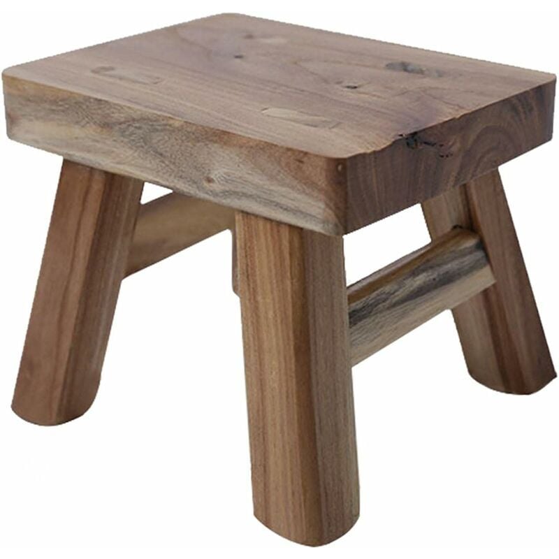 Shining House - Marchepied en bois avec 4 pieds pour bébé et enfant, tabouret multifonction et siège de salle de bain, couloir (vernis)