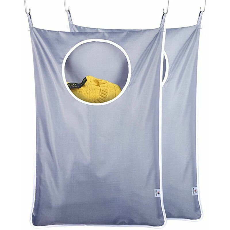 Panier à Linge Suspendu, Panier à Linge de Porte Sac à Suspendre Crochets en Acier Inoxydable, Panier à Linge de Porte en Tissu Oxford 2 Pack Extra