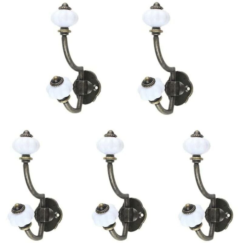 Patère de salle de bain Patères en Céramique Bronze Rétro, Lot de 5 Crochets Muraux de Style Pastoral Crochets pour Chapeaux Crochets de Porte
