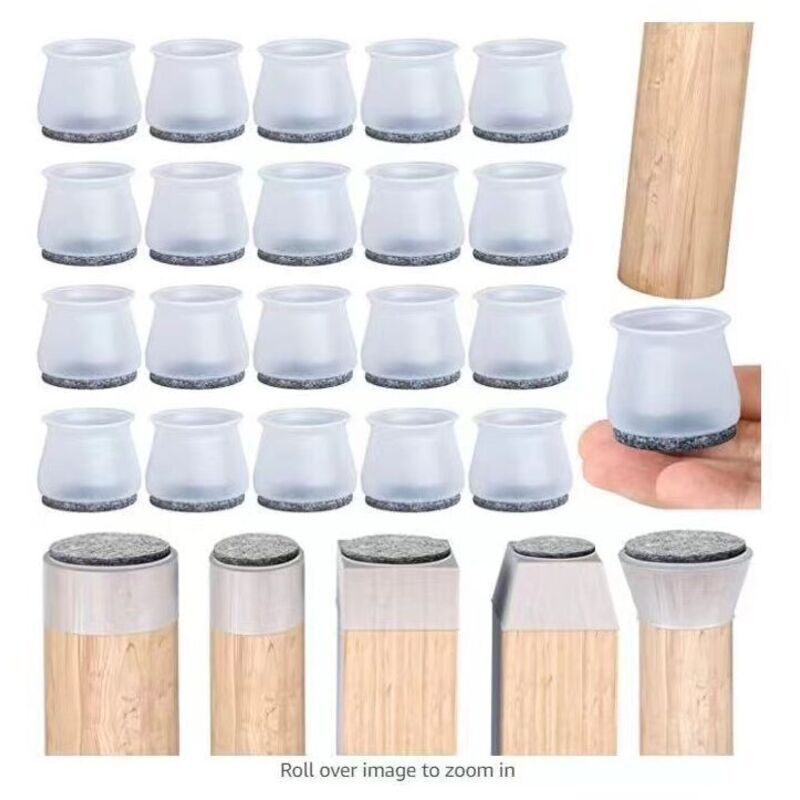 Shining House - patin chaise,20 pièces protège pied de chaise, tampon chaise, protections de sol en silicone transparent pour pieds de chaise avec