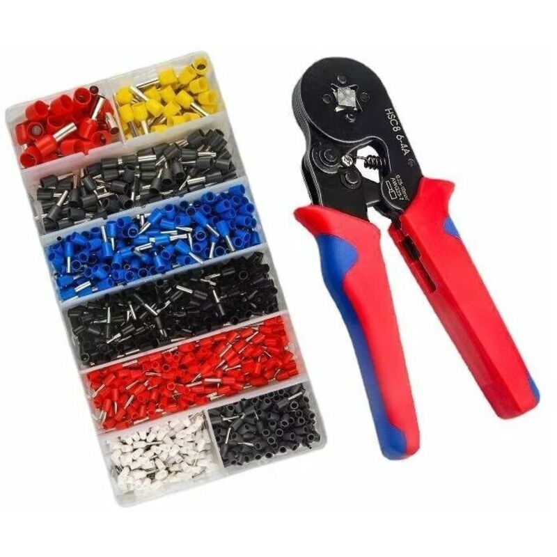 Shining House - Pince à Sertir Outil de Sertissage Kit AWG23-7/0.25-10mm² avec 1200 Cosses de Câbles Isolées à Sertir, Electriques Connecteurs à