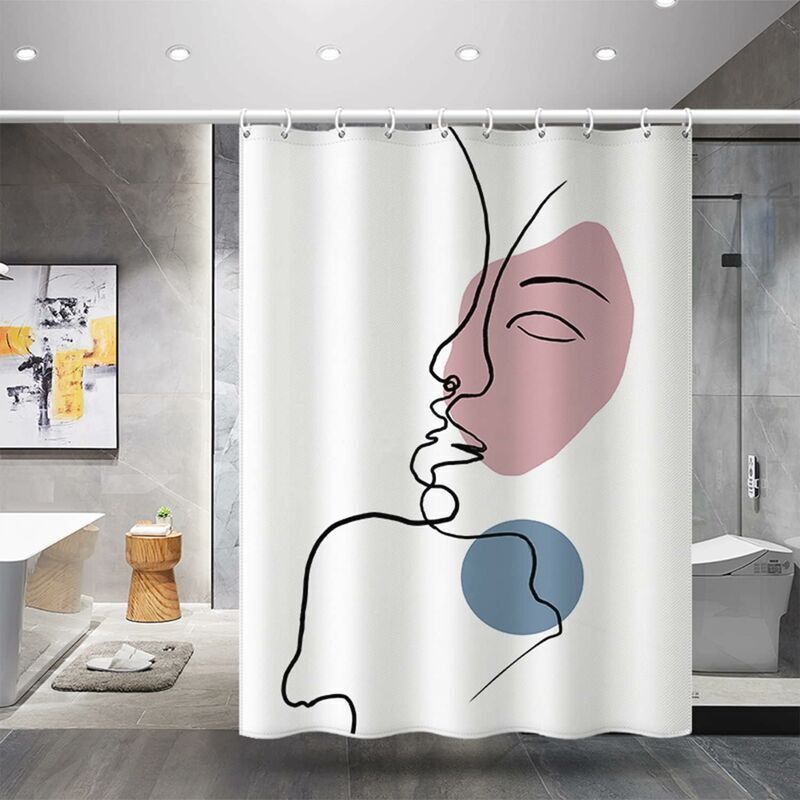 Rideau de Douche Anti Moisissure 180x200 cm,Rideau de Douche Tissu Lavable en Machine avec (180x200cm,)