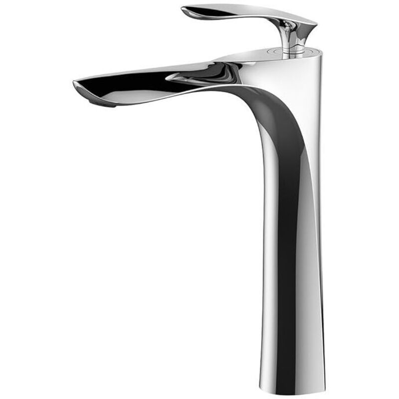 Robinet de salle de bain mitigeur en chrome blanc doré peinture blanche grand pont à un trou pour montage sur lavabo Argent