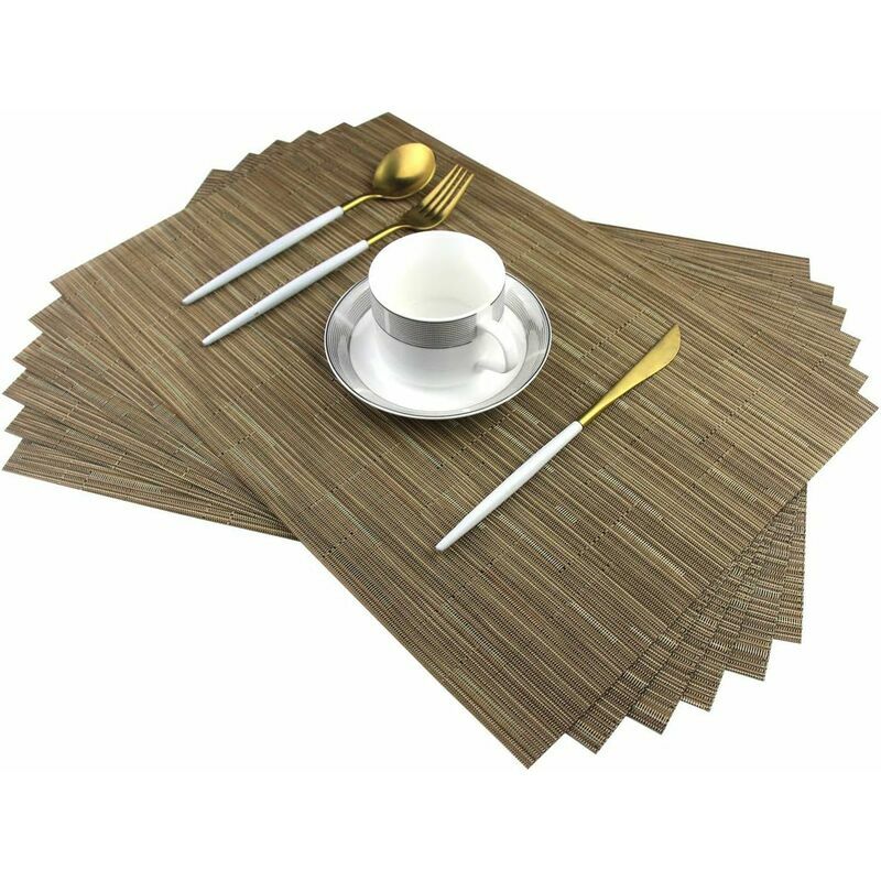 set de 6 sets de table en bambou kaki pour table à manger,3045cm - taupe