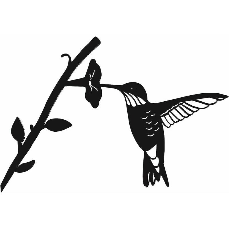 Shining House - Silhouette d'oiseau en métal - Noir en Fer forgé Oiseau Silhouette Oiseaux sur la Branche, Colibri Wall Art déco pour la Maison