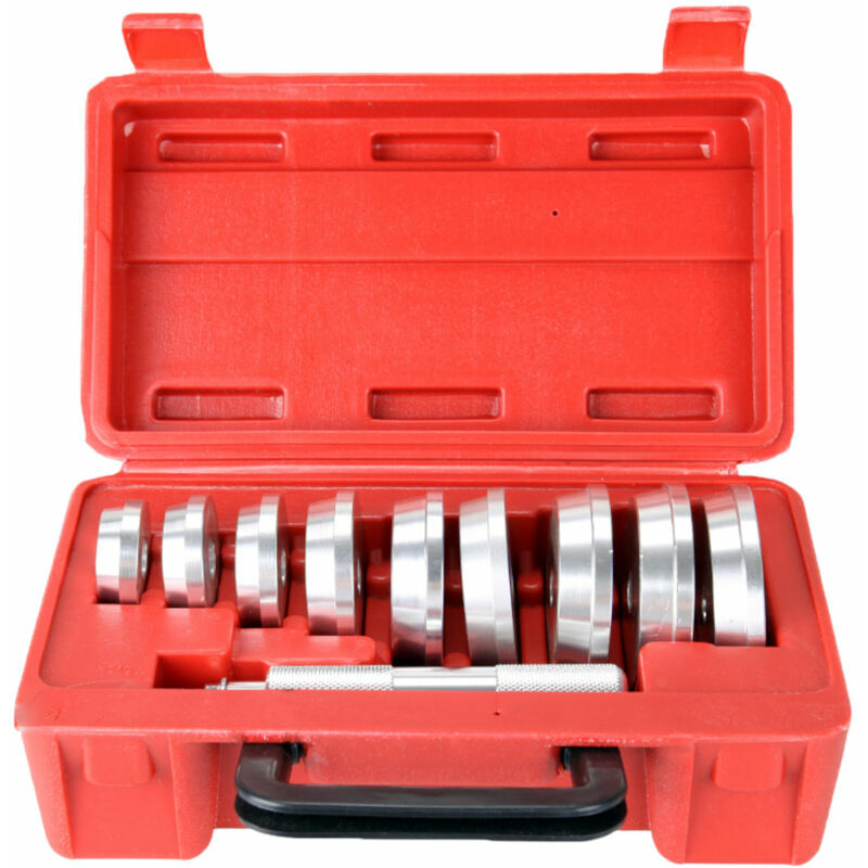 Silverline Outils de montage pour roulements et joints, 10 pcs 40 - 81 mm - red