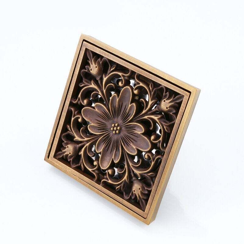 Shining House - Siphon de sol en laiton pour salle de bain, siphon de sol déodorant épaissi pour eau profonde, siphon de sol de salle de bain, rétro