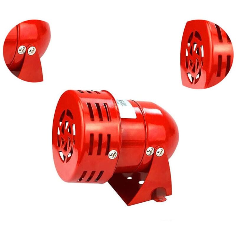 Sirène alarme 220V puissante sirène extérieure alarme 120dB rouge moteur fil Sirne métal corne industrie bateau alarme