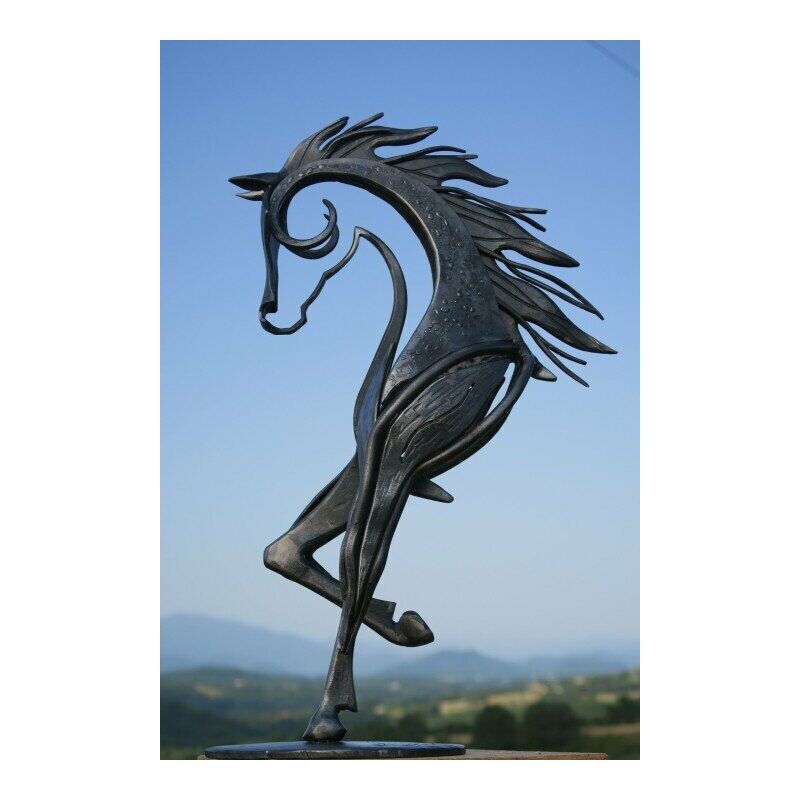 Statue de cheval en métal Sculpture maison ornement de jardin Figurine décor Art artisanat cadeau,2013.56cm - black