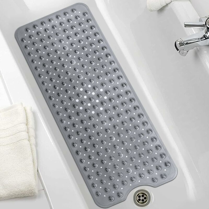 Tapis de Baignoire Extra Long avec Ventouses Solides Tapis de Bain Antidérapant Matériel de PVC Tapis de Douche pour Salle de Bain Lavable en Machine