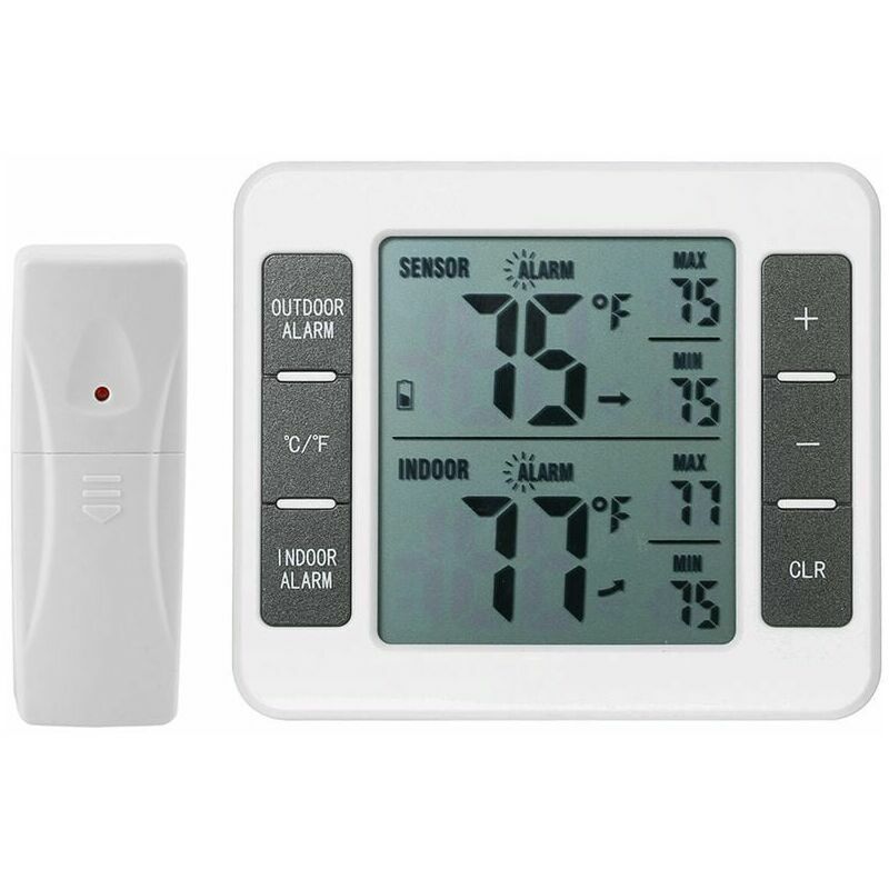 Shining House - Thermometre Numerique Sans Fil Refrigerateur Alarme Sonore Thermometre Interieur Exterieur Avec Capteur Thermometre Congelateur Min /