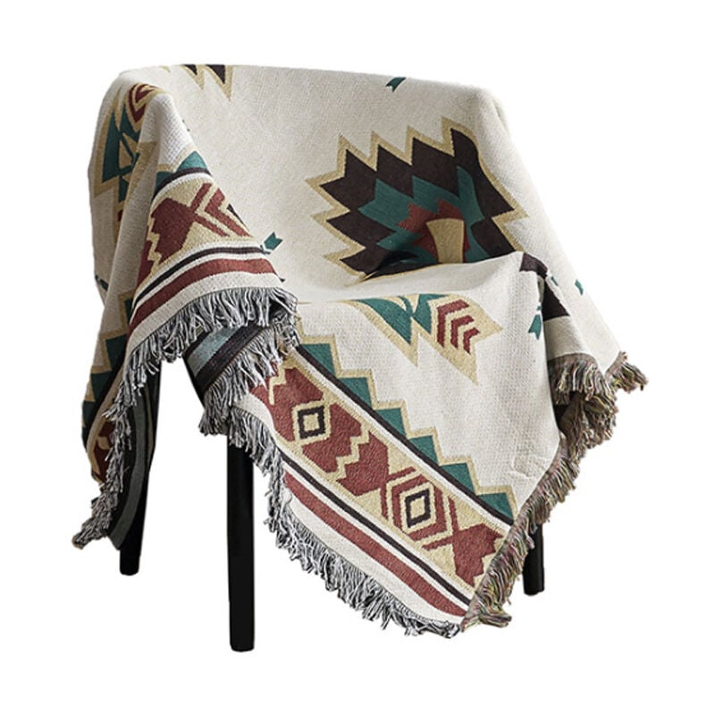 Une Pièce Plaid Américain Ethnique Canapé Couverture Tricoté Pleine Couverture Sucre Jacquard Canapé Couverture-9090 cm