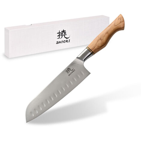 Shiori 撓 Shibuki Santoku - couteau de chef universel et polyvalent en acier sandvik 14C28N