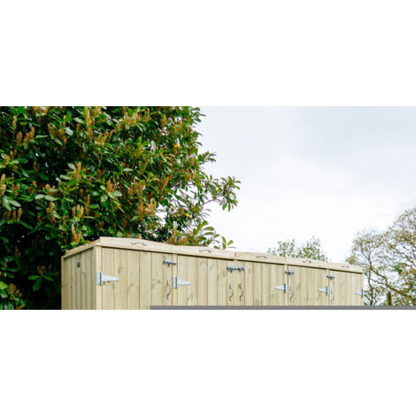 Shireburn 1 Wheelie Bin/8 Recycle Box Store - L80.4 x W308.5 x H120 cm - Fits 1x 180L or 1x 240L Wheelie Bins & 8x Recycle Boxes