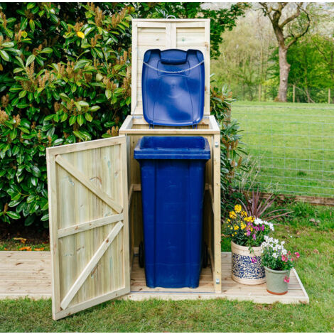 Shireburn Single Wheelie Bin Store - Timber - L64 x W63 x H120 cm - Fits 1 x 140L Wheelie Bins
