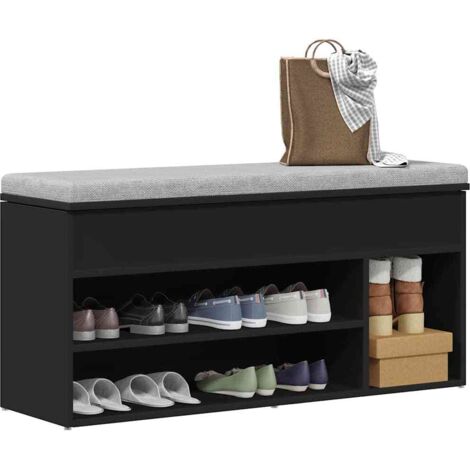 Shoe Bench Black 102x30.5x45 cm Engineered Wood vidaXL