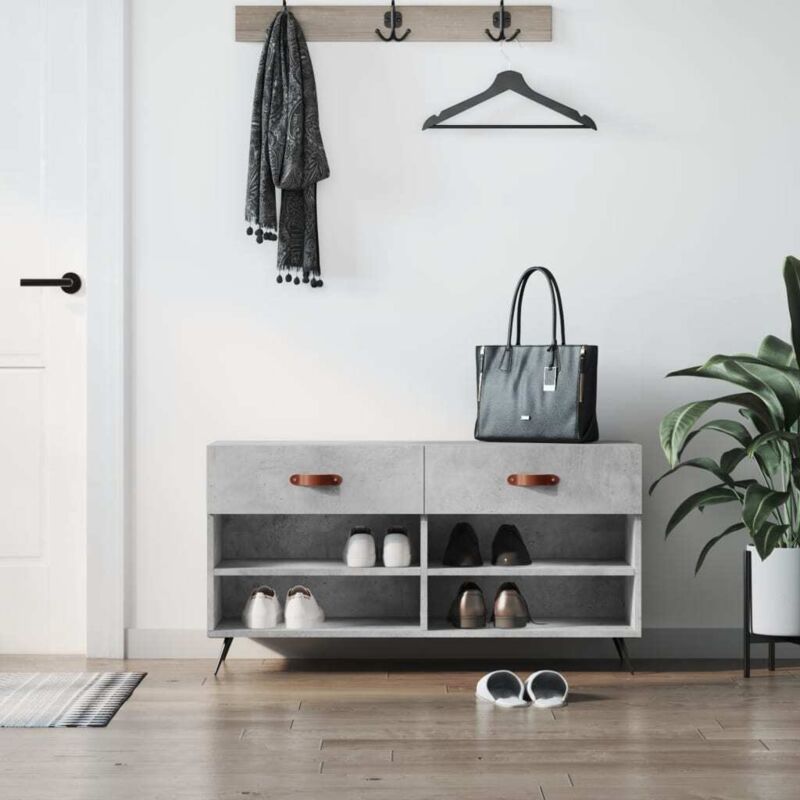 Shoe Bench Concrete Grey 102x35x55 Cm Engineered Wood Vidaxl