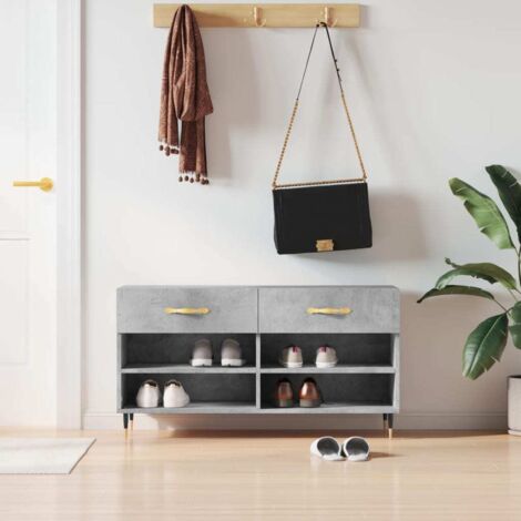 Shoe Bench Concrete Grey 102x35x55 cm Engineered Wood vidaXL