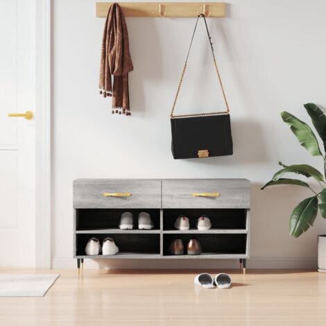 Shoe Bench Grey Sonoma 102x35x55 cm Engineered Wood vidaXL