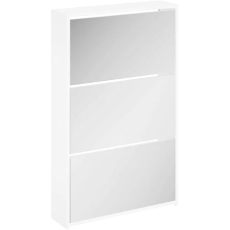 Shoe Cabinet 3-Layer Mirror White 63x17x102.5 cm vidaXL