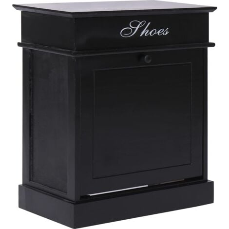 Shoe Cabinet Black 50x28x58 cm Paulownia Wood