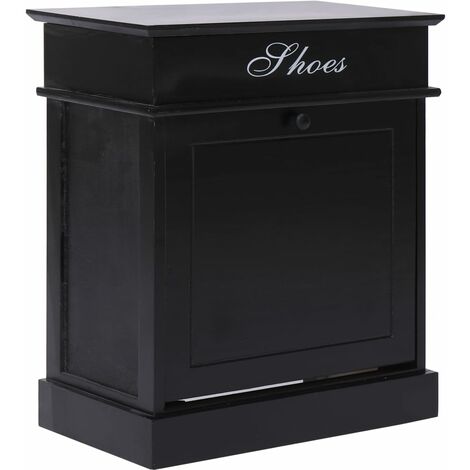 main image of "Shoe Cabinet Black 50x28x58 cm Paulownia Wood - Black"