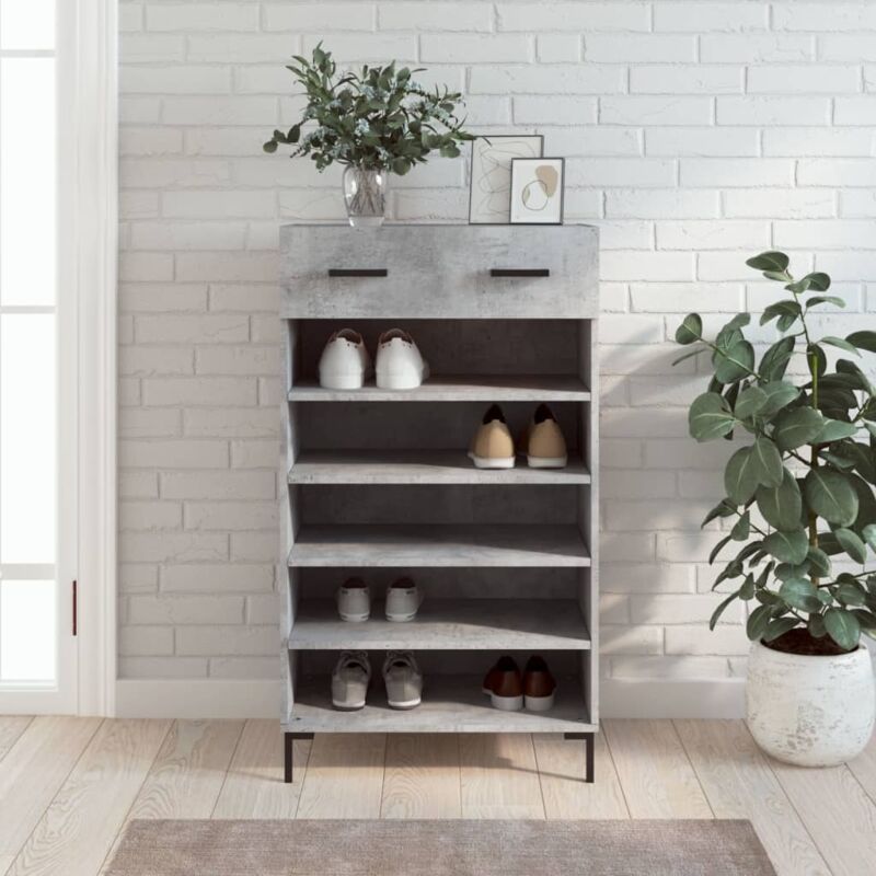 Vidaxl - Shoe Cabinet Concrete Grey 60x35x105 Cm Engineered Wood